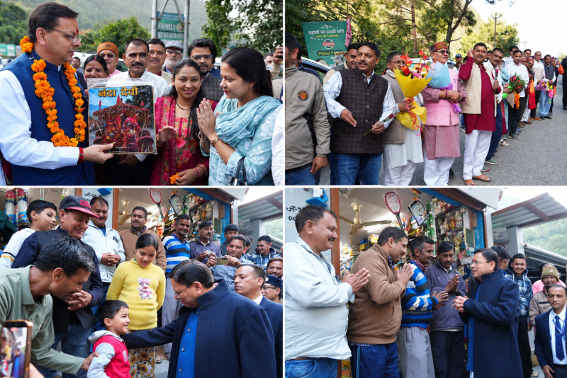 People’s Affection for CM Dhami on Full Display as Crowds Welcome Him Across Uttarakhand