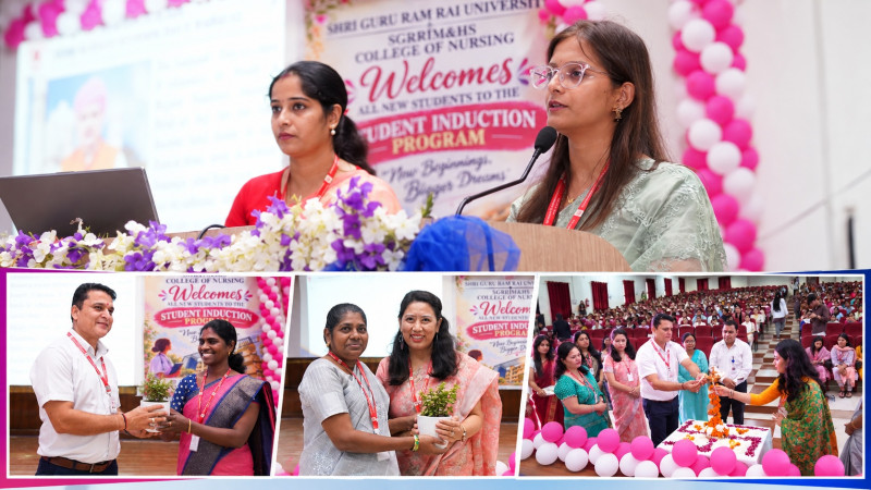 SSGRR Nursing College welcomed freshers with blessings from Shri Mahant Devendra Das Ji Maharaj  